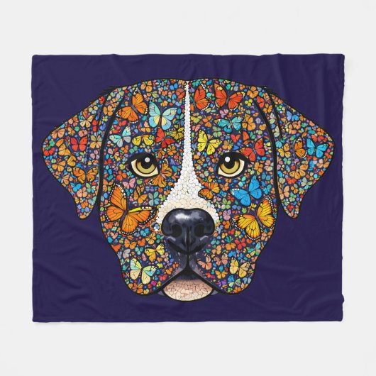 Labrador Retriever Butterfly Kaleidoscope Portrait Fleece Deken (Voorkant (Horizontaal))
