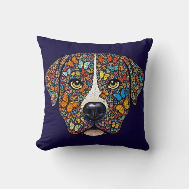 Labrador Retriever Butterfly Kaleidoscope Portrait Kussen (Voorkant)