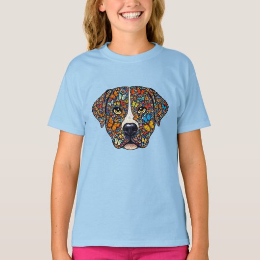 Labrador Retriever Butterfly Kaleidoscope Portrait T-shirt (Voorkant)