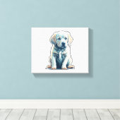 Labrador Retriever Calm Puppy Canvas Afdruk (Insitu (Houten vloer))