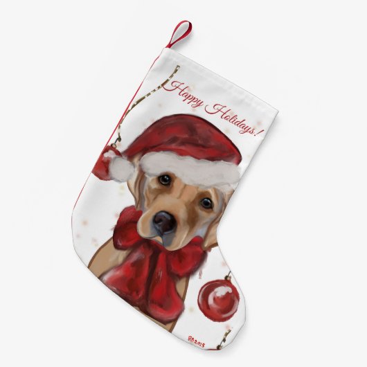 Labrador Retriever Canvasprint Kleine Kerstsok (Voorkant (Hangend))