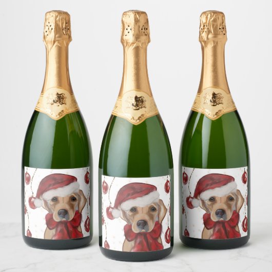 Labrador Retriever Canvasprint Sparkling Wijnetiket (Flessen)