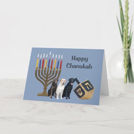 Labrador Retriever Chanoeka Kaart Menorah Dreidel (Voorkant)