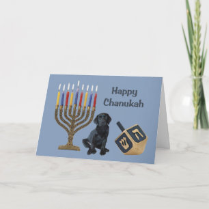 Labrador Retriever Chanukah Card Menorah Dreidel Feestdagen Kaart