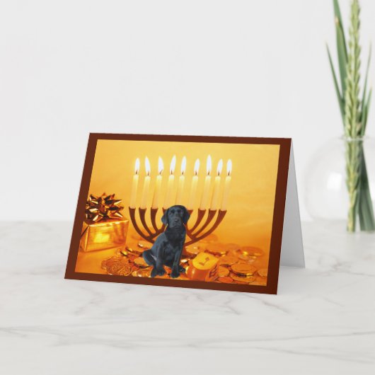 Labrador Retriever Chanukah Kaart Menorah (Voorkant)