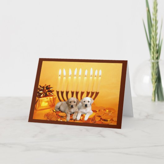 Labrador Retriever Chanukah Kaart Menorah (Voorkant)