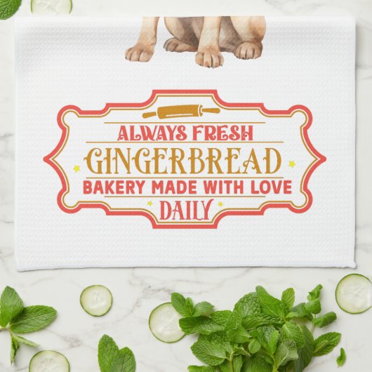 Labrador Retriever Chef Baking Gingerbread Theedoek (Gevouwen)