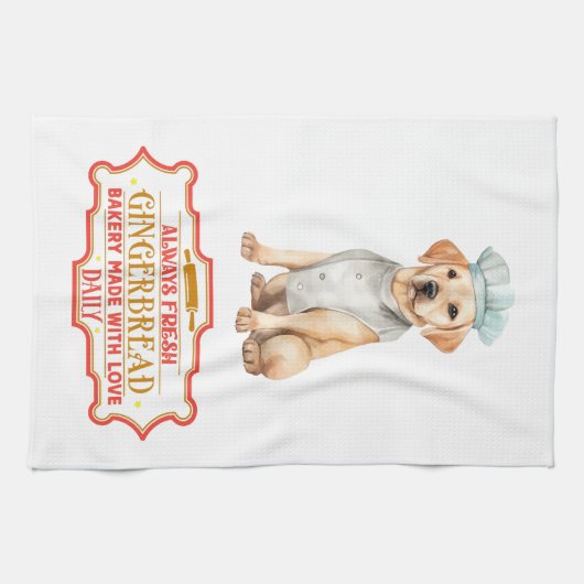 Labrador Retriever Chef Baking Gingerbread Theedoek (Horizontaal)