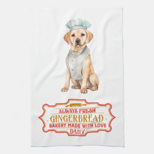 Labrador Retriever Chef Baking Gingerbread Theedoek (Verticaal)