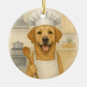 Labrador Retriever Chef Grappige Thuiskoken Keramisch Ornament (Voorkant)
