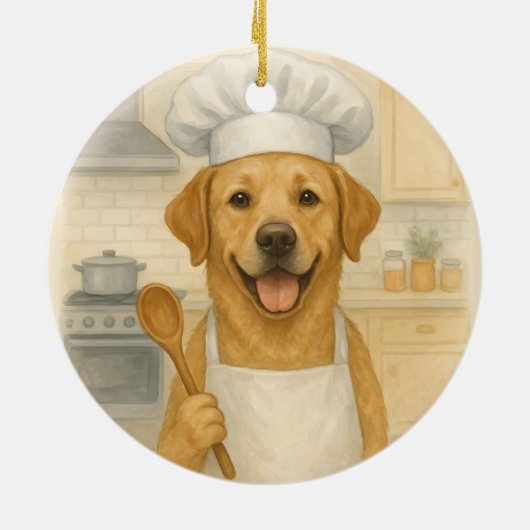 Labrador Retriever Chef Grappige Thuiskoken Keramisch Ornament (Achterkant)