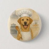 Labrador Retriever Chef Leuke Thuis Koken Ronde Button 5,7 Cm (Voorkant)