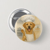 Labrador Retriever Chef Leuke Thuis Koken Ronde Button 5,7 Cm (Voorkant /achterkant)