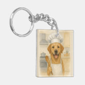 Labrador Retriever Chef Leuke Thuis Koken Sleutelhanger (Voorkant Links)