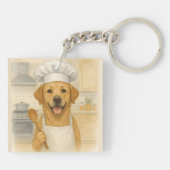 Labrador Retriever Chef Leuke Thuis Koken Sleutelhanger (Achterkant)