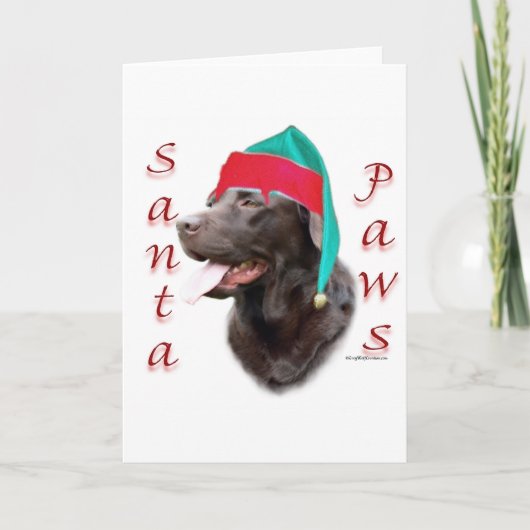 Labrador Retriever (choc) Santa Paws Feestdagen Kaart (Voorkant)