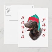 Labrador Retriever (choc) Santa Paws Feestdagenkaart (Voorkant / Achterkant)