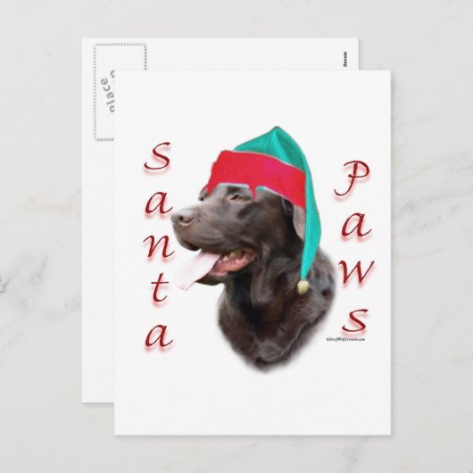 Labrador Retriever (choc) Santa Paws Feestdagenkaart (Voorkant / Achterkant)