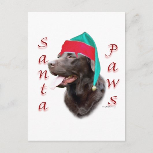Labrador Retriever (choc) Santa Paws Feestdagenkaart (Voorkant)