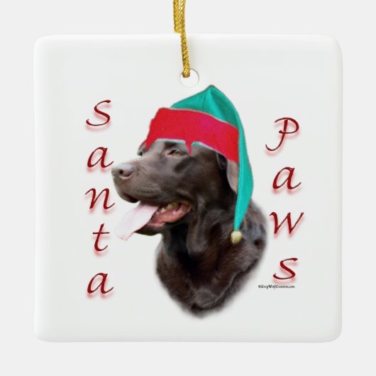 Labrador Retriever (choc) Santa Paws Keramisch Ornament (Voorkant)