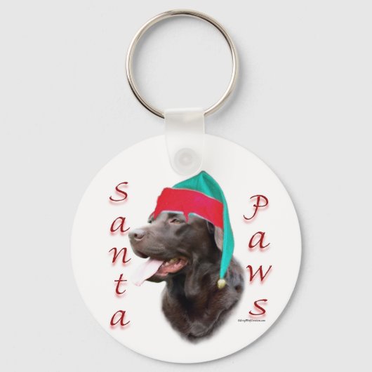 Labrador Retriever (choc) Santa Paws Sleutelhanger (Voorkant)