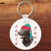 Labrador Retriever (choc) Santa Paws Sleutelhanger (Voorkant)