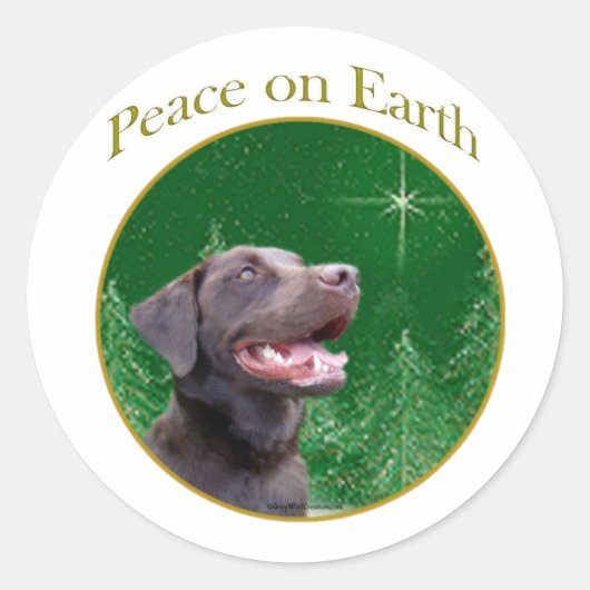 Labrador Retriever (choc) Vrede Ronde Sticker (Voorkant)