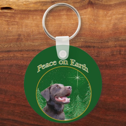 Labrador Retriever (choc) Vrede Sleutelhanger (Achterkant)