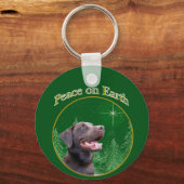 Labrador Retriever (choc) Vrede Sleutelhanger (Voorkant)
