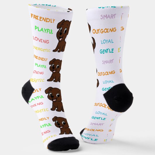 Labrador Retriever Chocoate Cartoon Traits Sokken (Gebogen)