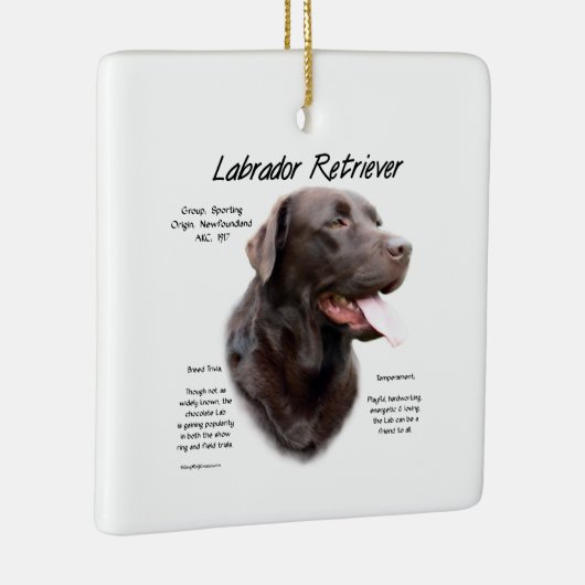 Labrador Retriever (chocolade) Geschiedenis Ontwer Keramisch Ornament (Rechts)
