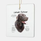Labrador Retriever (chocolade) Geschiedenis Ontwer Keramisch Ornament (Links)