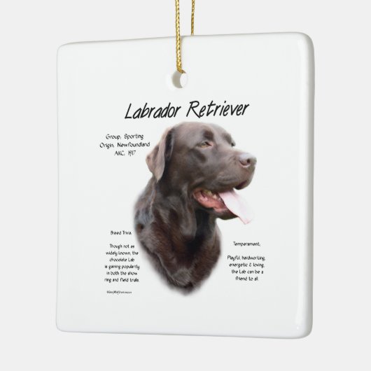 Labrador Retriever (chocolade) Geschiedenis Ontwer Keramisch Ornament (Links)