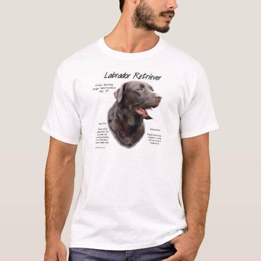 Labrador Retriever (chocolade) Geschiedenis Ontwer T-shirt (Voorkant)