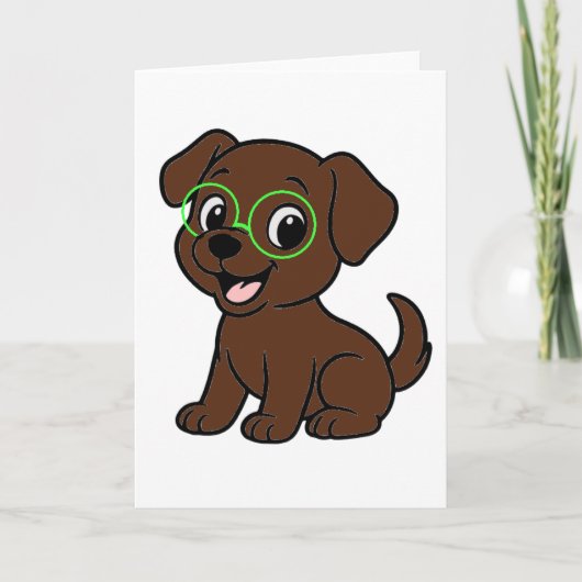 Labrador Retriever Chocolade Lab Cartoon Kaart (Voorkant)