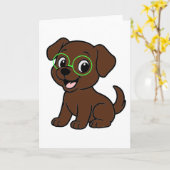 Labrador Retriever Chocolade Lab Cartoon Kaart (Gele Bloem)