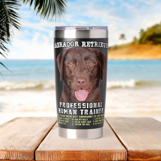 Labrador Retriever Chocolade Lab Professionele Men Geïsoleerde Drinkbeker (Strand (Gedraaid) )