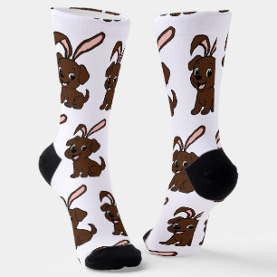 Labrador Retriever Chocolade Pasen Cartoon Sokken