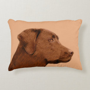 Labrador Retriever (Chocolade) schilderen - Dog Ar Accent Kussen