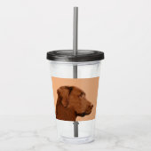 Labrador Retriever (Chocolade) schilderen - Dog Ar Acryl Drinkbeker (Voorkant)