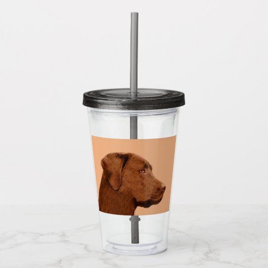 Labrador Retriever (Chocolade) schilderen - Dog Ar Acryl Drinkbeker (Voorkant)