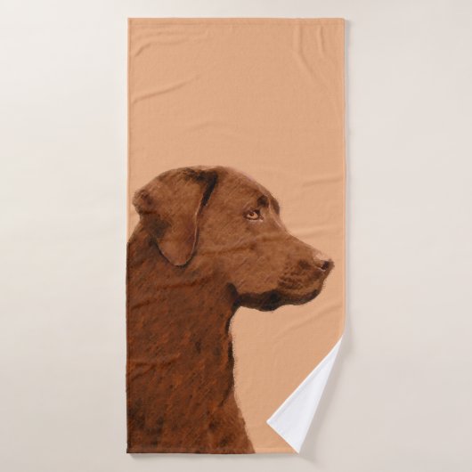 Labrador Retriever (Chocolade) schilderen - Dog Ar Bad Handdoek (Badhanddoek)