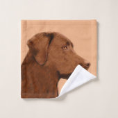 Labrador Retriever (Chocolade) schilderen - Dog Ar Bad Handdoek (Wasdoekje)
