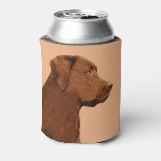 Labrador Retriever (Chocolade) schilderen - Dog Ar Blikjeskoeler (Blikje Achterkant)