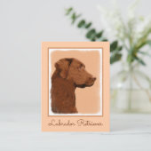 Labrador Retriever (Chocolade) schilderen - Dog Ar Briefkaart (Staand voorkant)