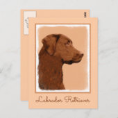 Labrador Retriever (Chocolade) schilderen - Dog Ar Briefkaart (Voorkant / Achterkant)