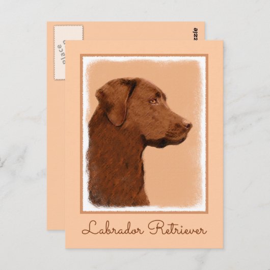 Labrador Retriever (Chocolade) schilderen - Dog Ar Briefkaart (Voorkant / Achterkant)