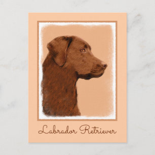 Labrador Retriever (Chocolade) schilderen - Dog Ar Briefkaart