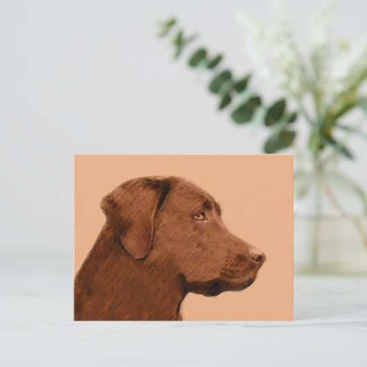 Labrador Retriever (Chocolade) schilderen - Dog Ar Briefkaart (Staand voorkant)
