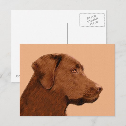 Labrador Retriever (Chocolade) schilderen - Dog Ar Briefkaart (Voorkant / Achterkant)